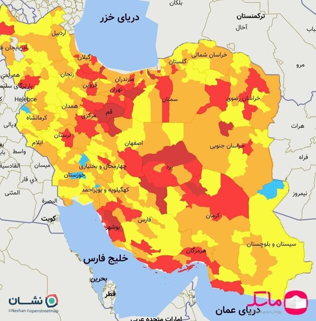 آخرین رنگ‌بندی کرونایی شهرهای کشور؛