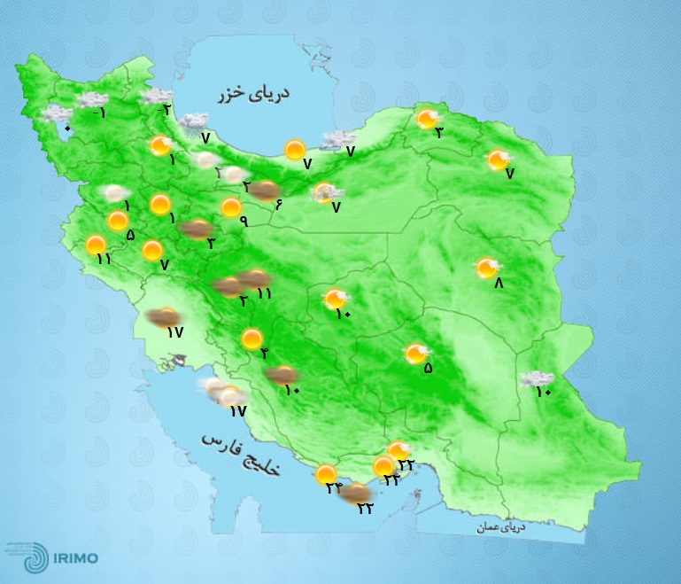 وضعیت آب و هوا، امروز ۲۵ بهمن ۱۴۰۰ / آغاز بارش برف و باران در نوار شمالی کشور