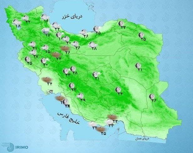 رگبار و رعدوبرق در ۲۳ استان کشور طی امروز