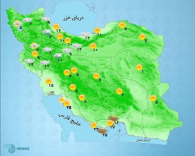 وضعیت آب و هوا، امروز ۱۱ فروردین ۱۴۰۱ / رگبارهای بهاری مهمان مناطقی از شمال غرب، غرب و دامنه‌های جنوبی البرز