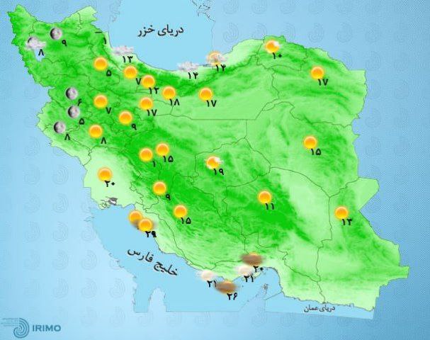 وضعیت آب و هوا، امروز ۱۶ فروردین ۱۴۰۱ / تداوم بارش‌های بهاری در کشور تا پایان هفته