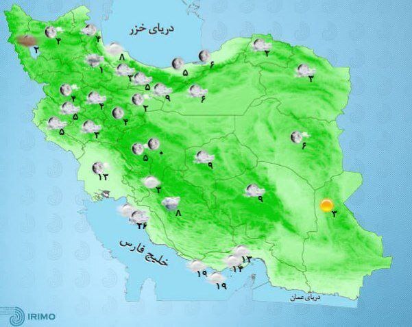 وضعیت آب و هوا، امروز ۱۸ بهمن ۱۴۰۱ / بارش برف و باران در بیشتر استان‌ها / کاهش نسبی دما از فردا در نوار شمالی و غربی کشور