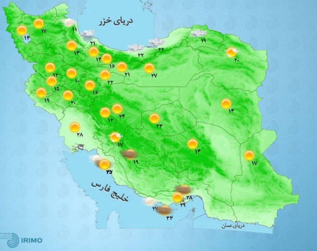 وضعیت آب و هوا، امروز ۱۹ شهریور ۱۴۰۱ / بارش باران در برخی از استان‌ها/ خیزش گرد و خاک در نوار مرزی ایلام و خوزستان