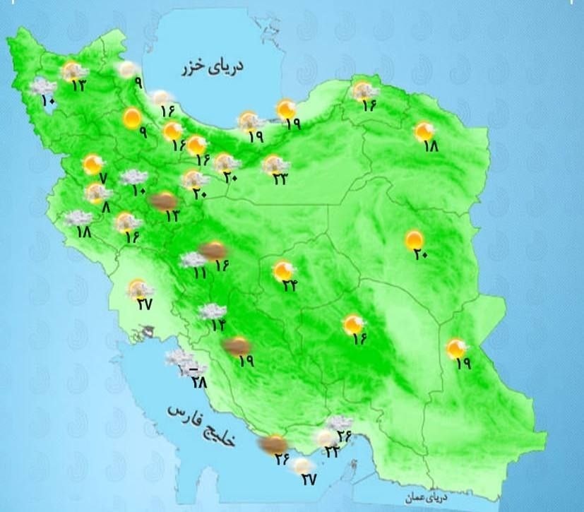 وضعیت آب و هوا، امروز ۱۹ اردیبهشت ۱۴۰۲ / تداوم بارش‌ها تا روز شنبه در بیشتر مناطق کشور / کاهش نسبی دما فردا در استان‌های ساحلی خزر