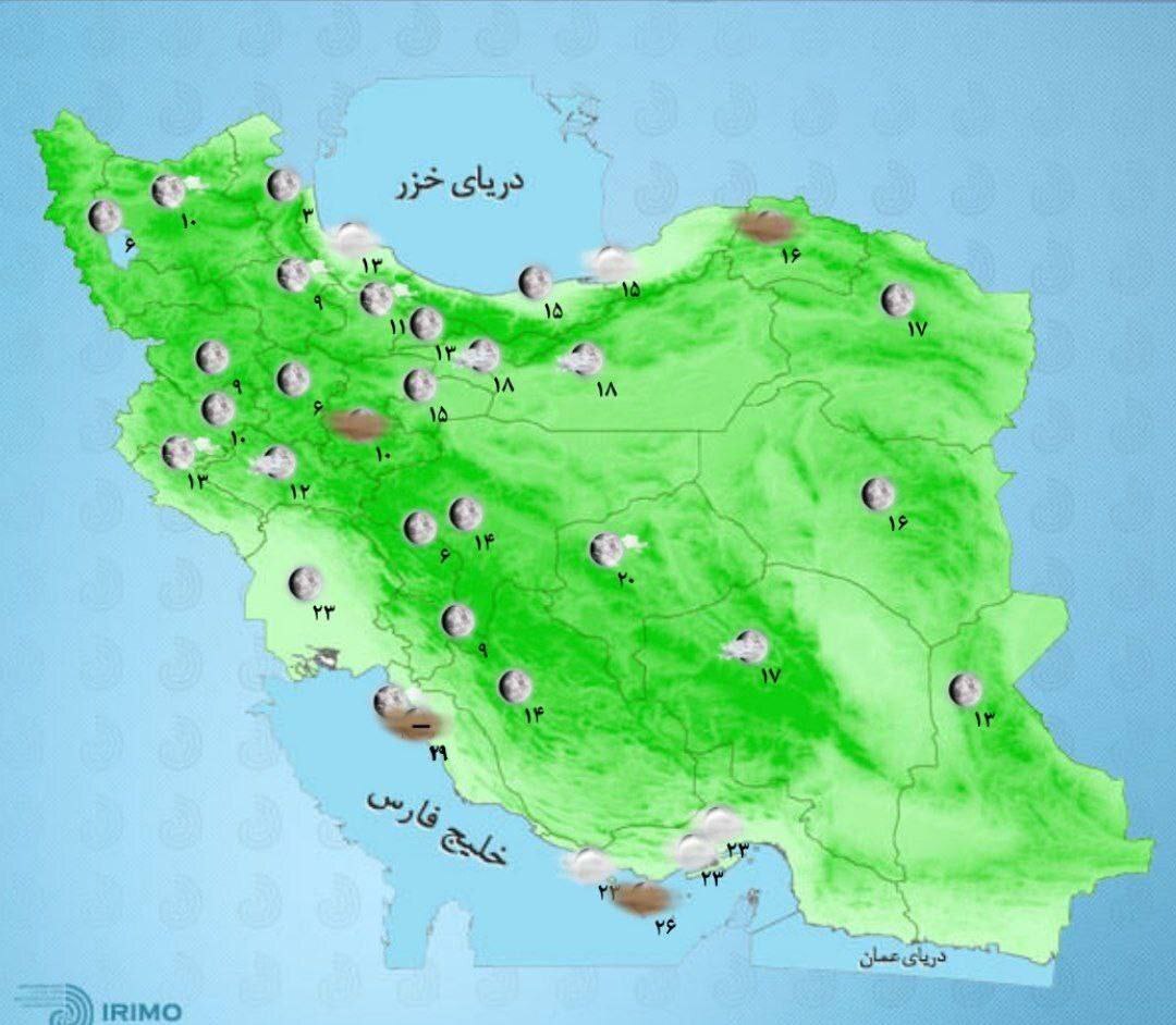 وضعیت آب و هوا، امروز ۳ اردیبهشت ۱۴۰۱ / ورود سامانه بارشی جدید از غرب کشور/ وزش باد شدید و خیزش گرد و خاک در برخی استان‌ها