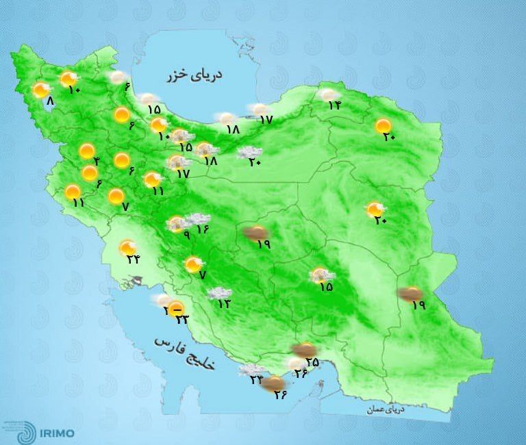 وضعیت آب و هوا، امروز ۷ اردیبهشت ۱۴۰۲