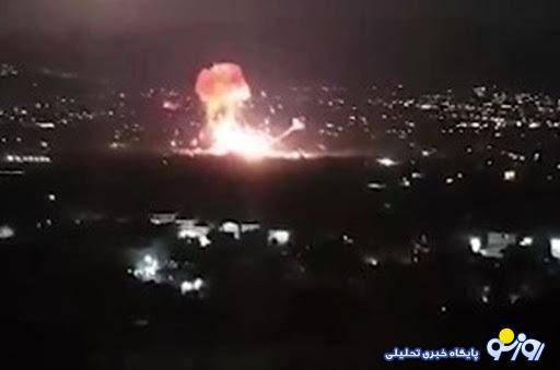 لحظه انهدام عظیم انبار مهمات حزب‌الله لبنان