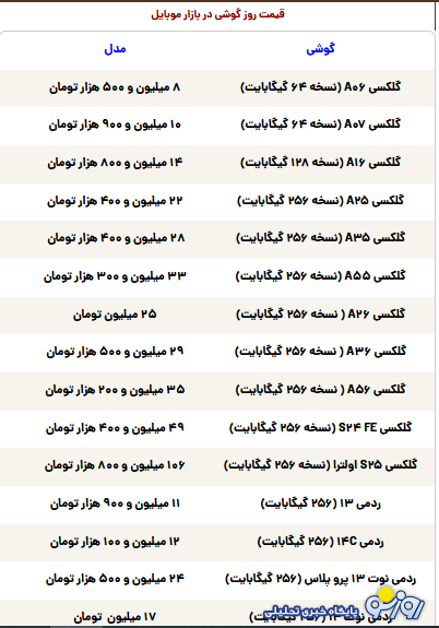 قیمت گوشی سامسونگ، شیائومی و آیفون امروز یکشنبه ۹ شهریور ۱۴۰۴
